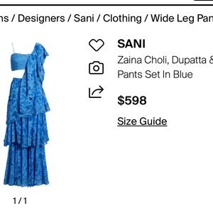 Pants Only Sani Blue Floral Ruffle Palazzo Wide-Leg Pants Women